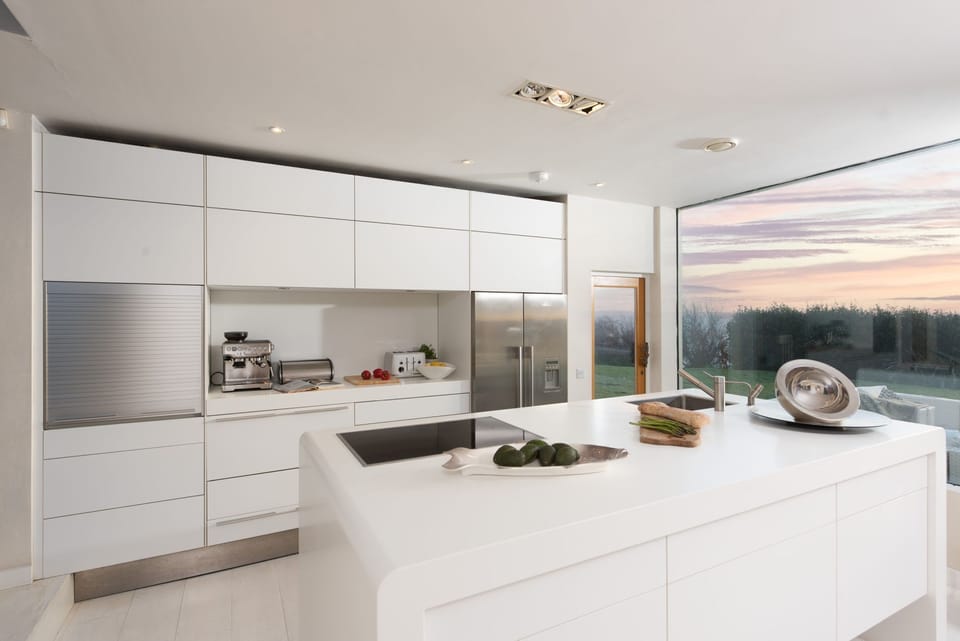 Lots of space to cook and chat with views out to the sea - Little Cottage