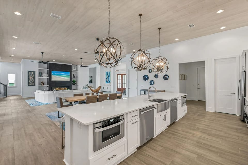 Chef’s kitchen with double refrigerators, dishwashers, and coffee options