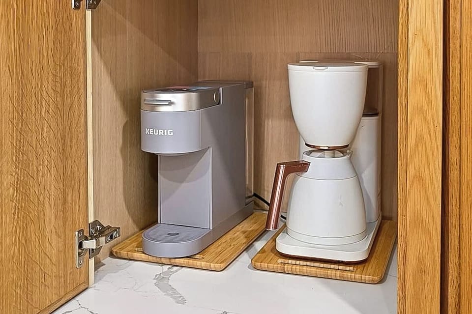Enjoy both a Keurig and larger traditional drip coffee pot.