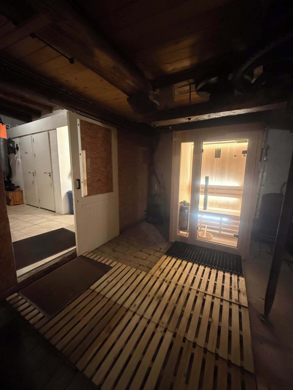Private two person sauna for ultimate relaxation.