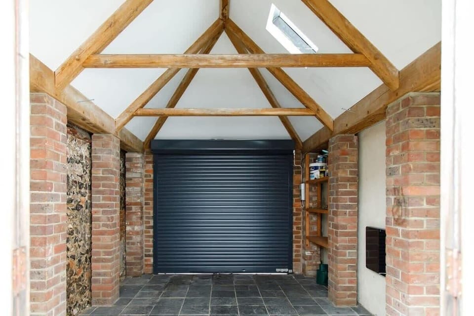 The home comes with a secure garage for one small car.