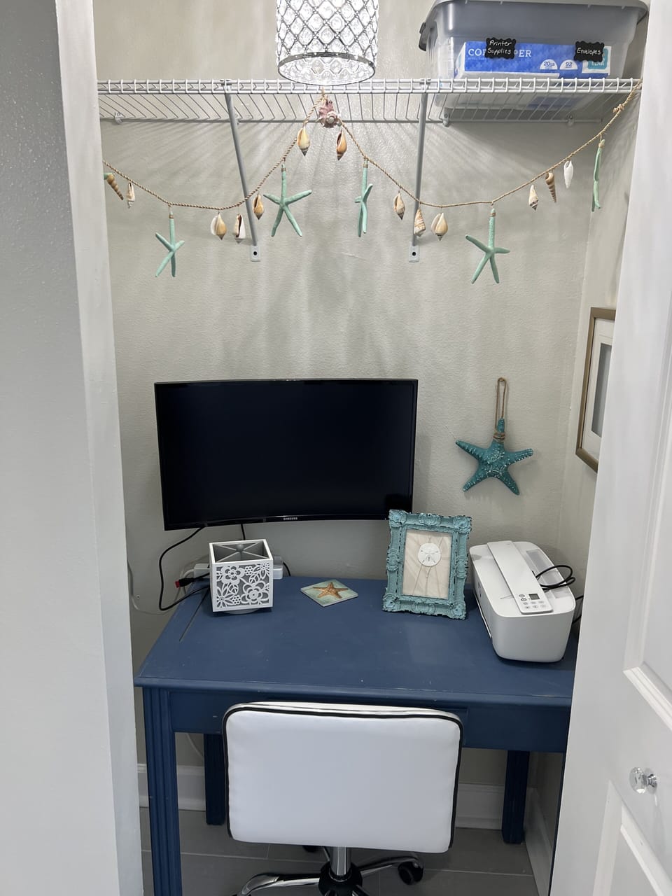 Master Bedroom Office Space with Monitor and Printer