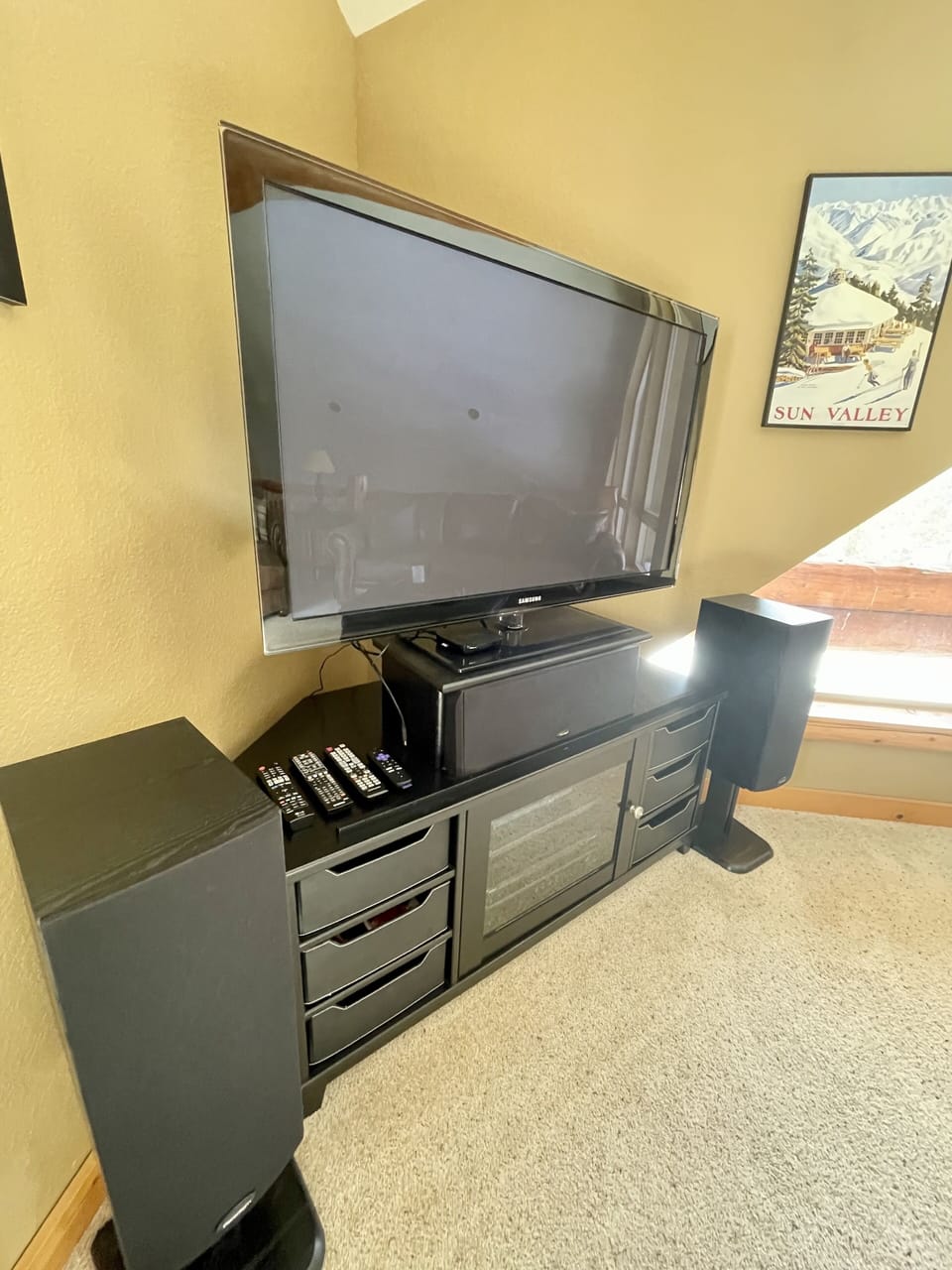 TV/ DVD and surround sound system, Roku is available to stream your account
