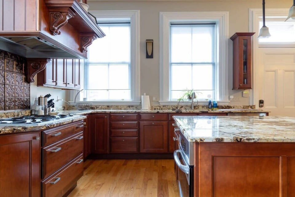 There's room for everyone to help, with plenty of counter space to prep for meals.