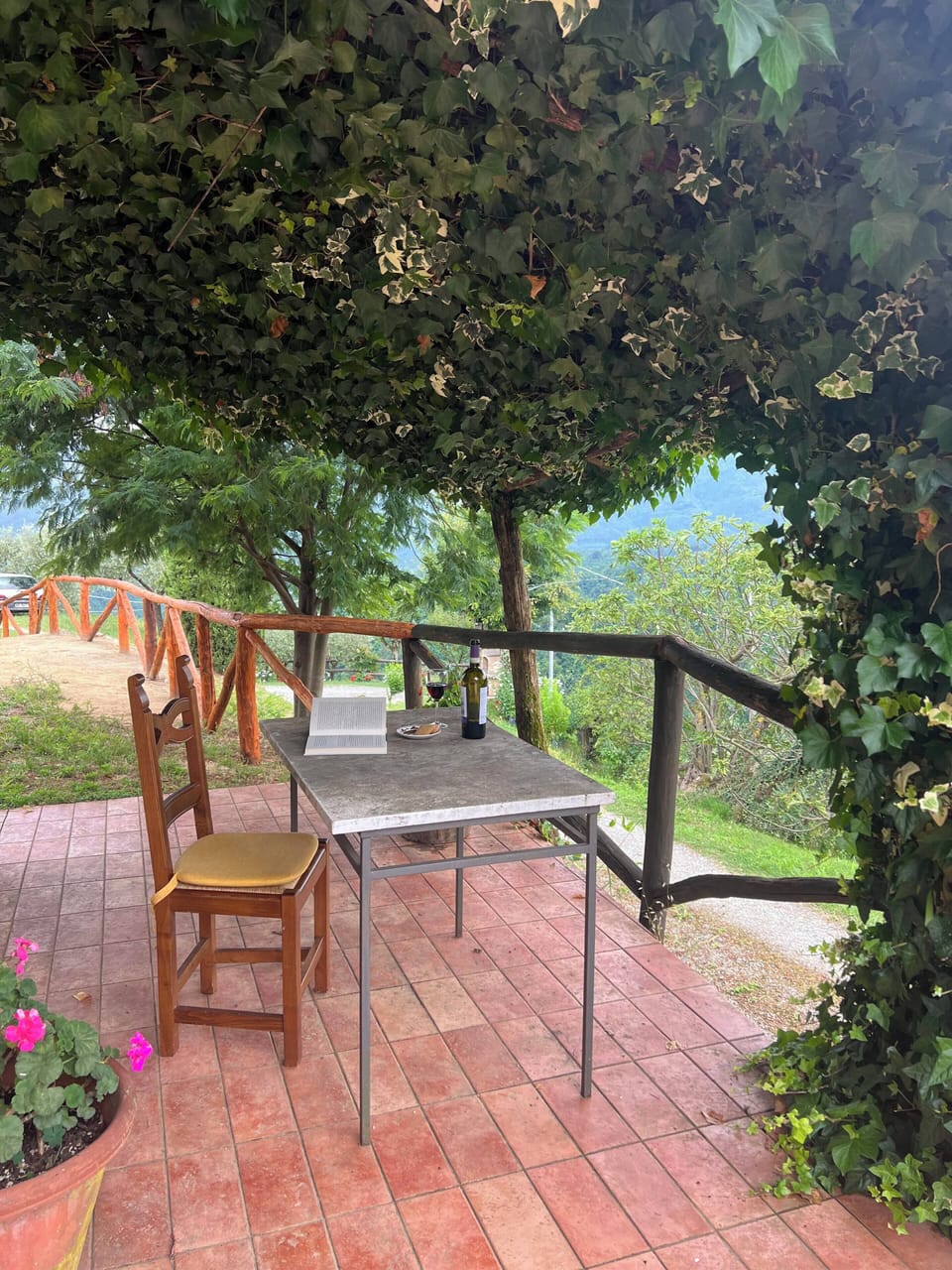 The west-facing terrace of La Capanna.