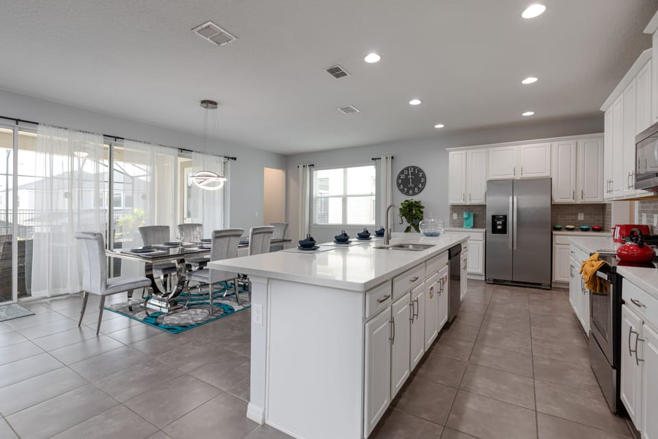 Enjoy the spacious, naturally lit, integrated kitchen and dining area.
