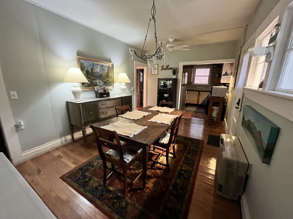 Dining room looking into kitchen. 