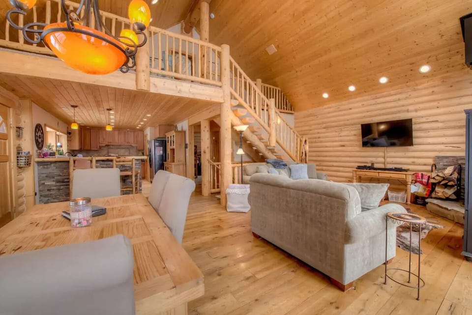 Have a true log cabin experience inside and out