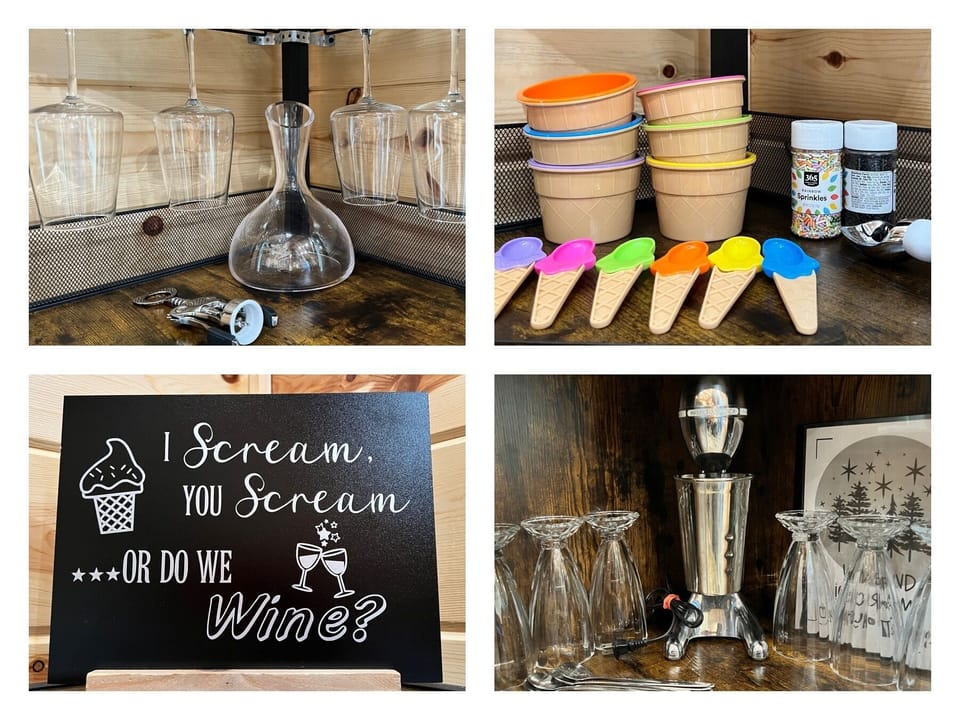 The Ice Cream and Wine bar is fun for adults and kids! It even has a classic malt maker!