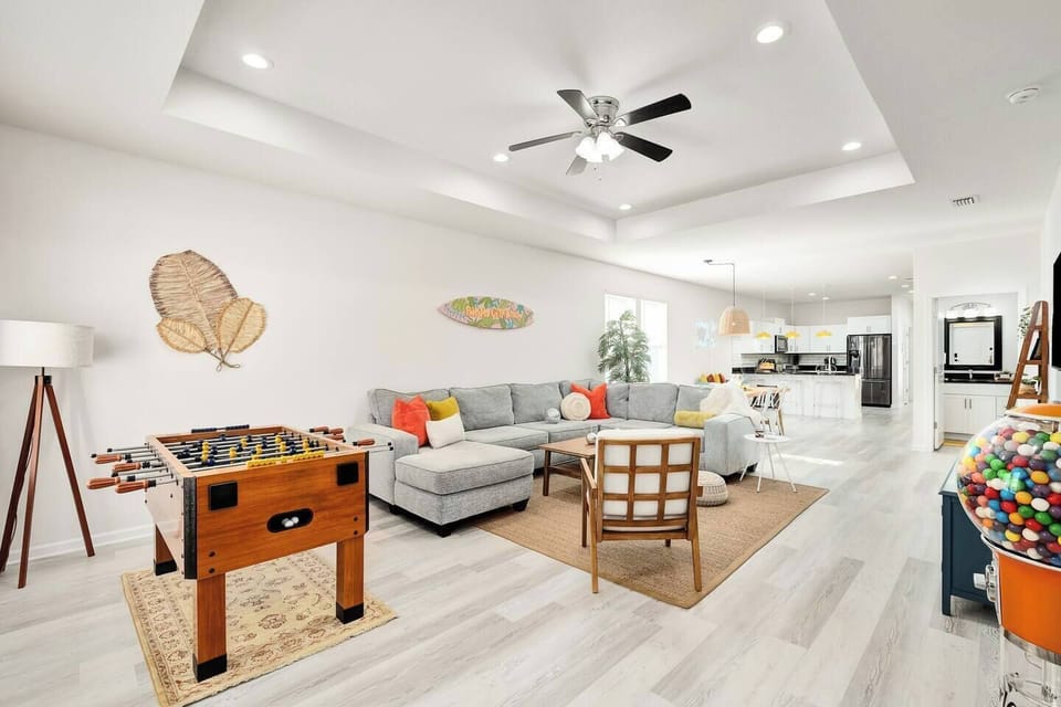 Large living with comfortable seating for all guests.