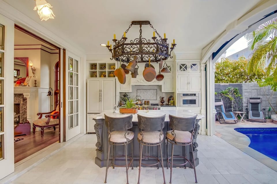 Outdoor kitchen with wolf and Miele appliances