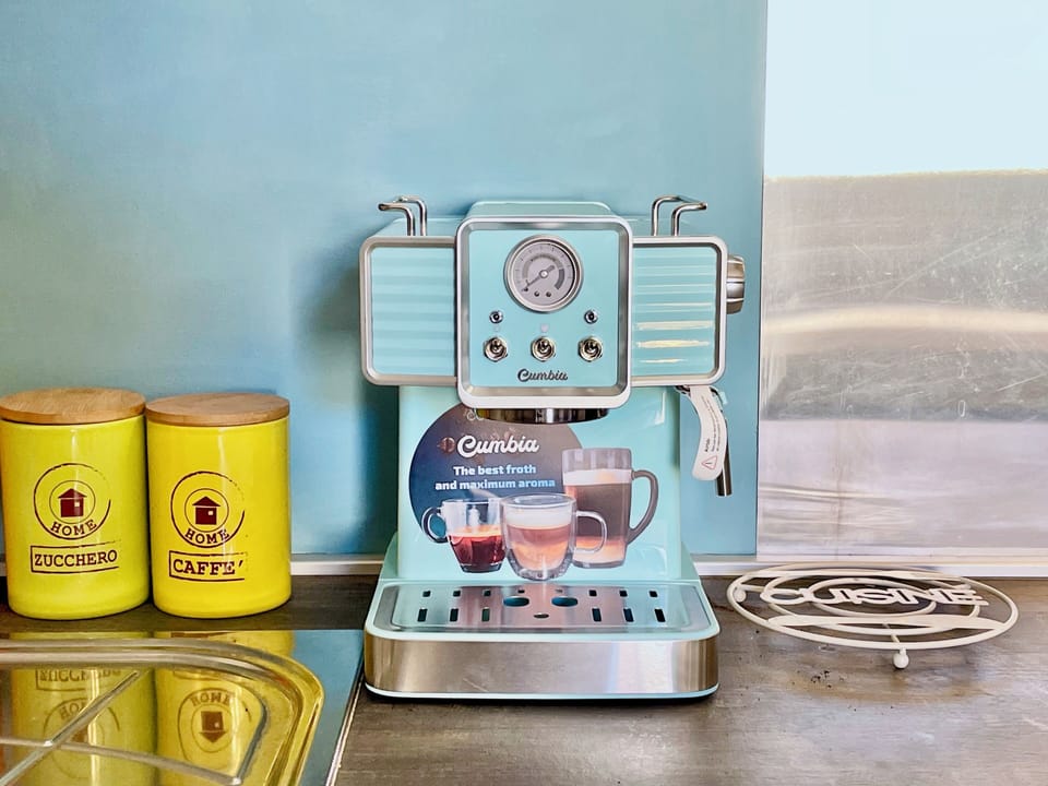 Traditional Coffee machine Light Blue for espresso and cappuccino,