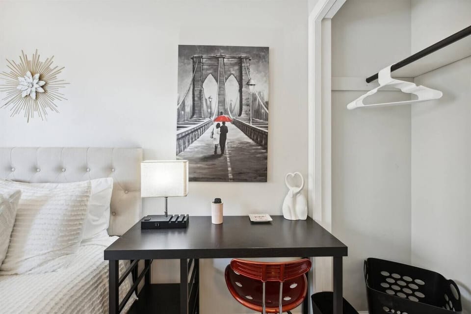 You’ll find a dedicated workspace in Bedroom 2 for any remote-work needs, or just checking email and browsing the Internet, supported by fast Wi-Fi. 