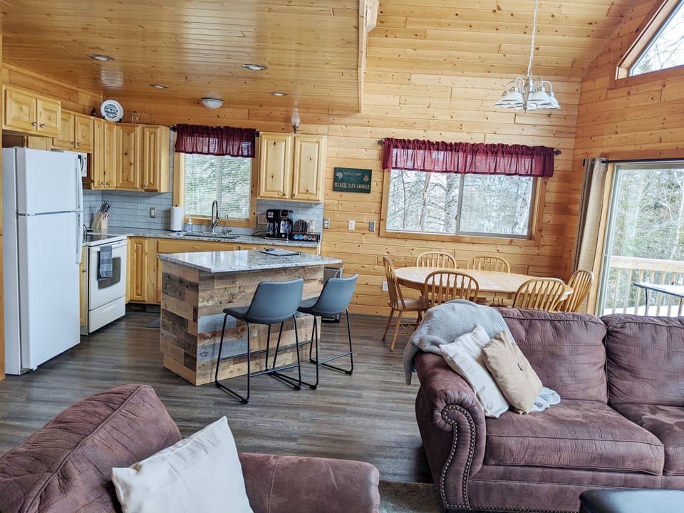 Main level living, dining, and kitchen