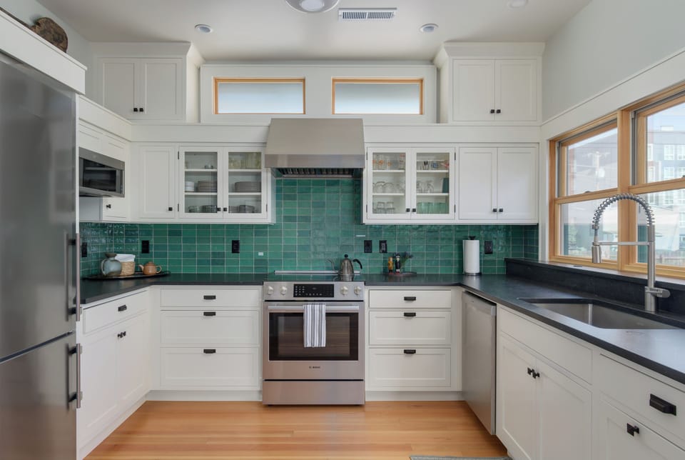 Brand new kitchen is stocked with everything you'll need.