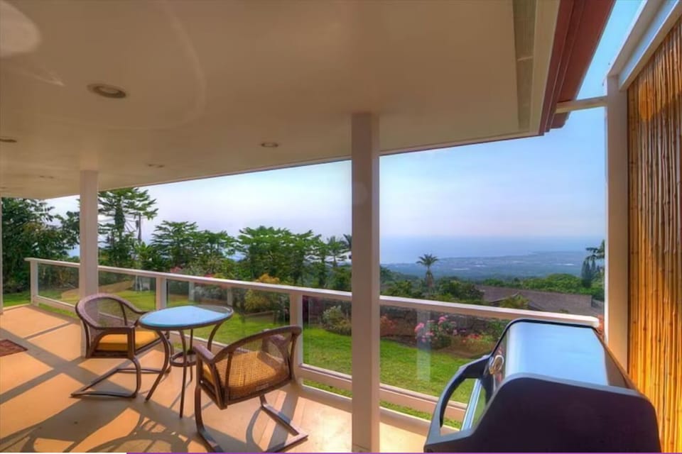 Lanai view to the South showing the seating area and the new Weber Grill. 