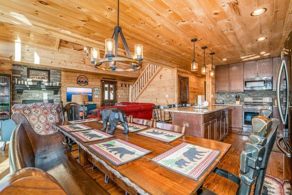 Dining Area into Kitchen and Living Area