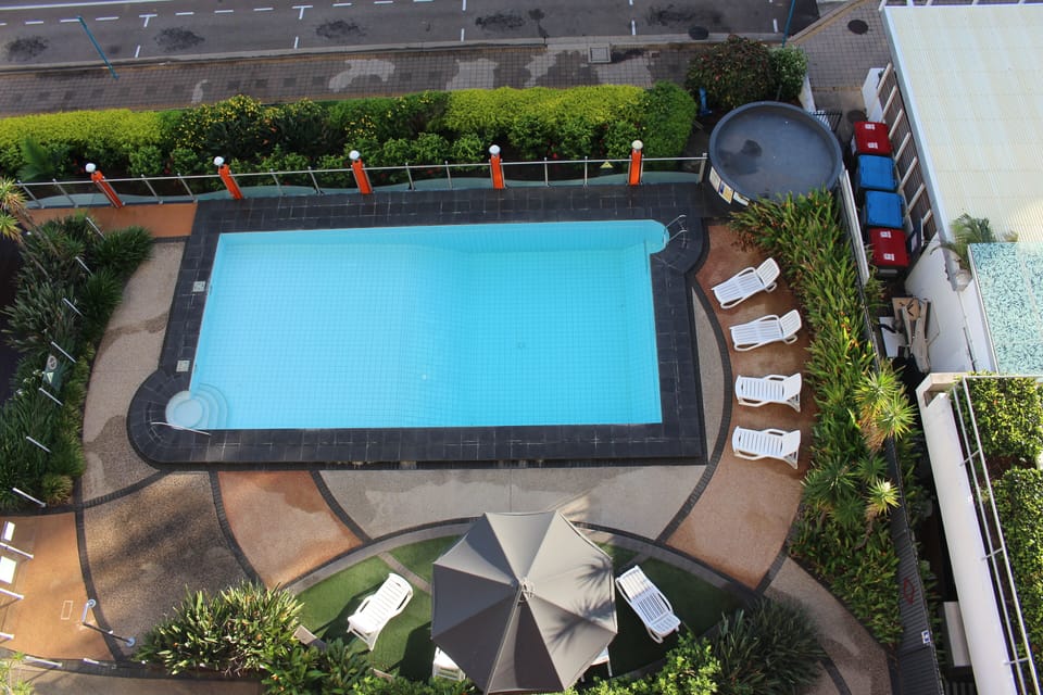 The pool, directly below the balcony.