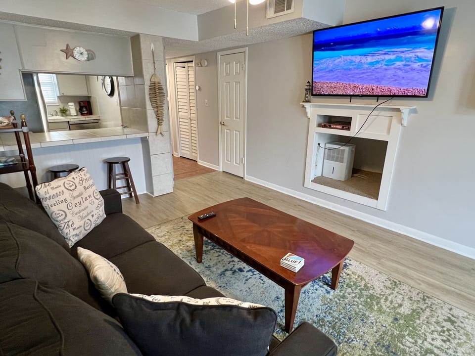 Flat-screen TV in the living room for entertainment during your downtime