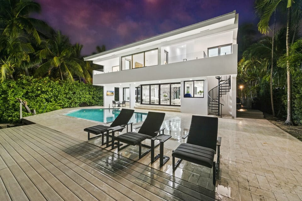 Relax and unwind on the spacious pool deck under the stars