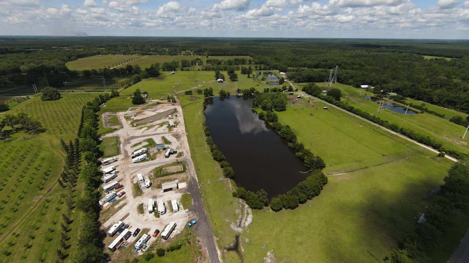 RV Park Areal view with farm land all around