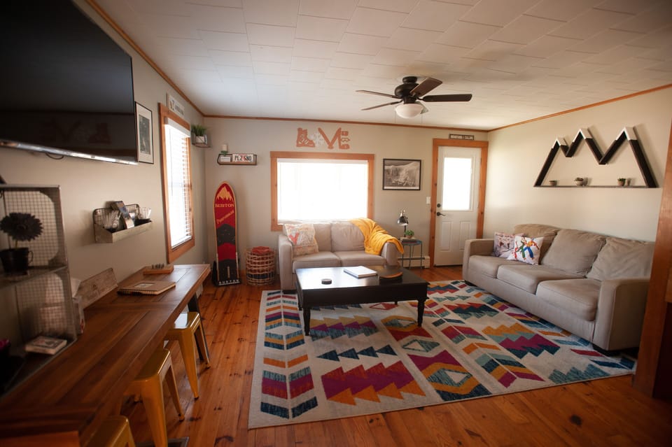 Combined living room/small kitchen space