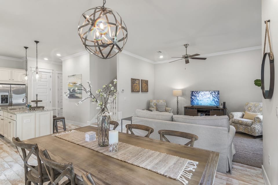 View of living area from dining table. Great open concept!