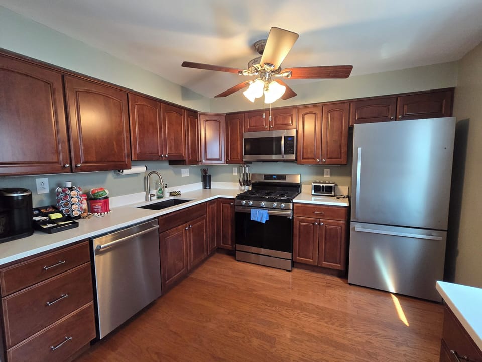 Kitchen is stocked with everything you’ll need to make and enjoy a perfect meal.
