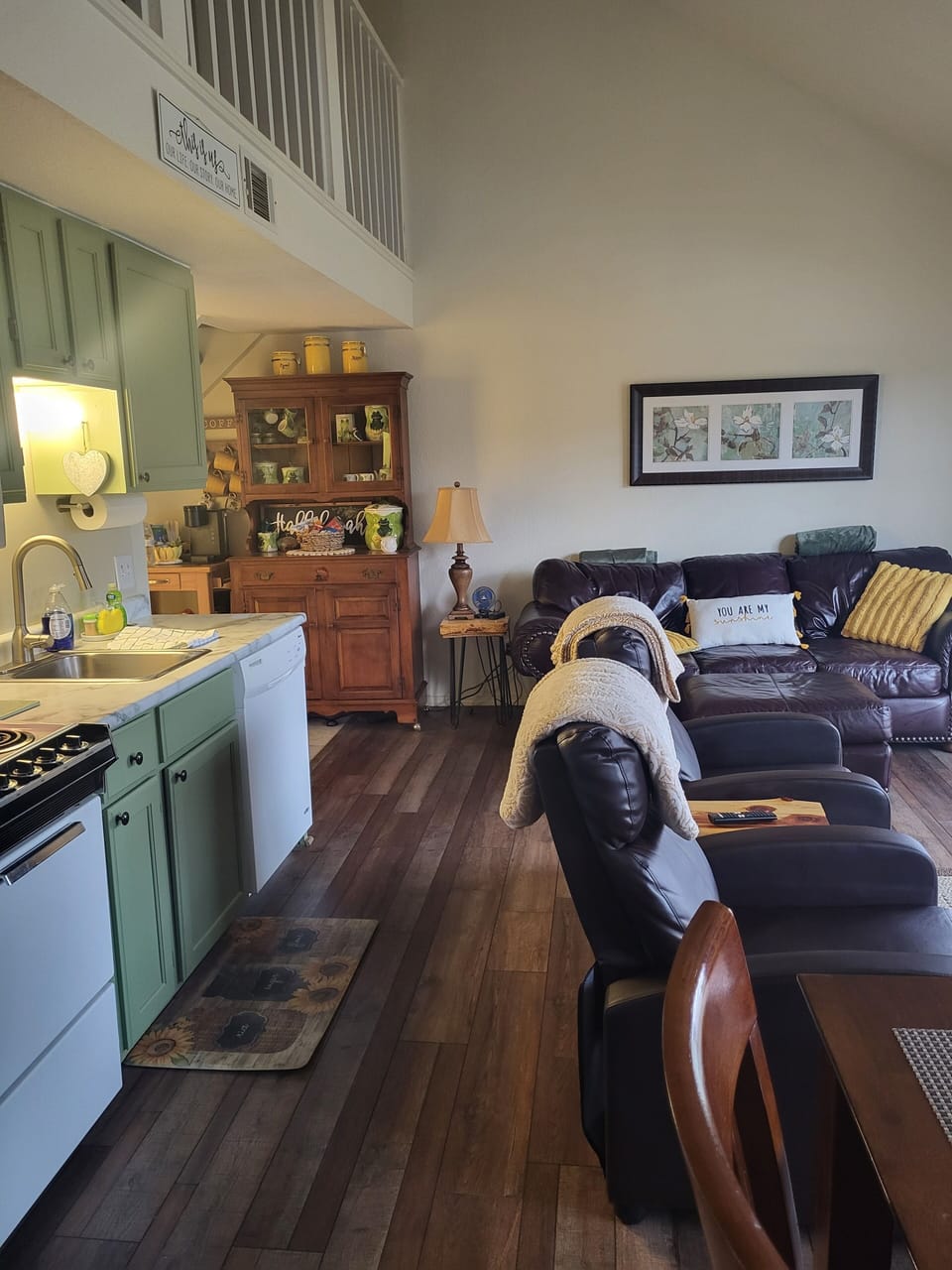 kitchen and living room