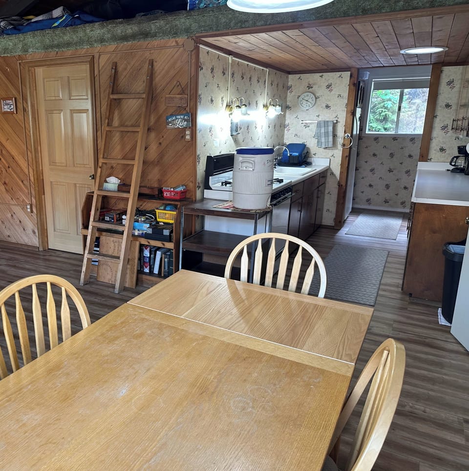 Dining table looking towards the kitchen