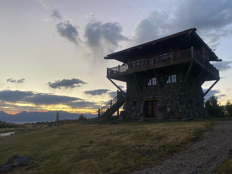 Fire tower under the sky