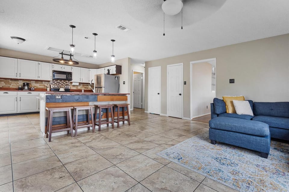 kitchen and sitting area