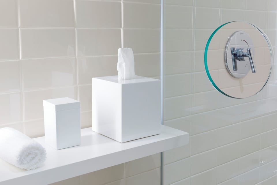 Savor sleek shower fixtures for a clean, modern feel.