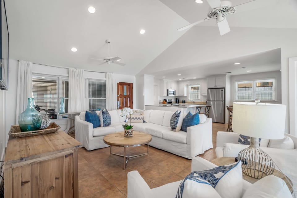 Large sectional sofa and swivel chairs for seating