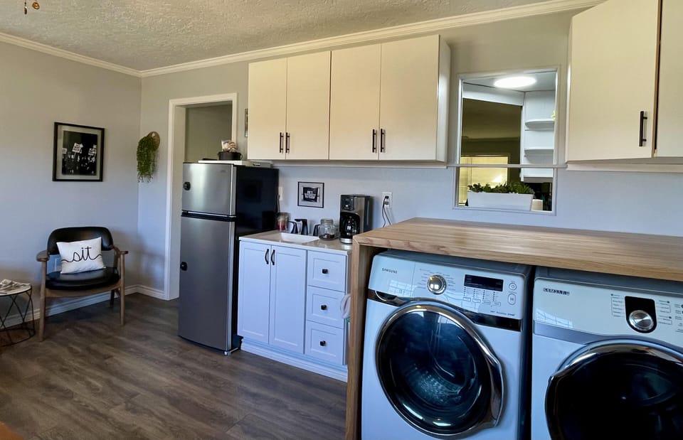 Coffee bar & laundry space in back living area