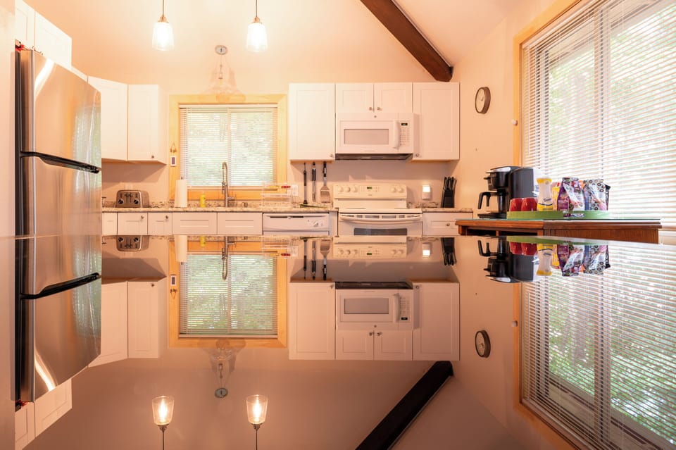 Glass top dining table reflection