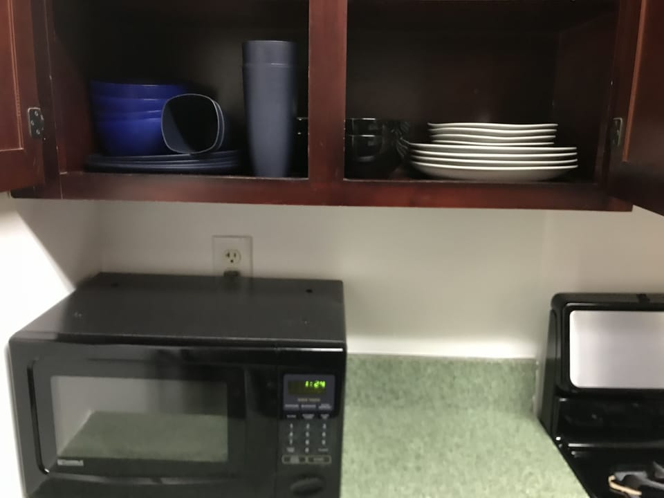 Microwave & full set of dishes & bowls provided.