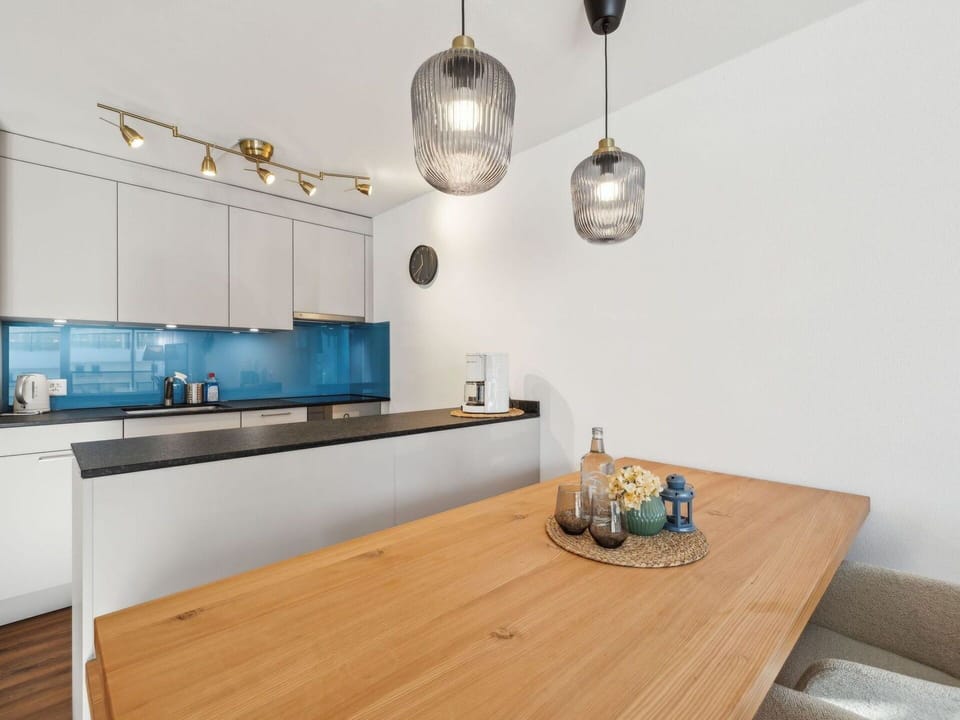 Interior Design, Furniture, Countertop, Flooring, Light Fixture, Wall, Wood, Ceiling, Kitchen, Floor