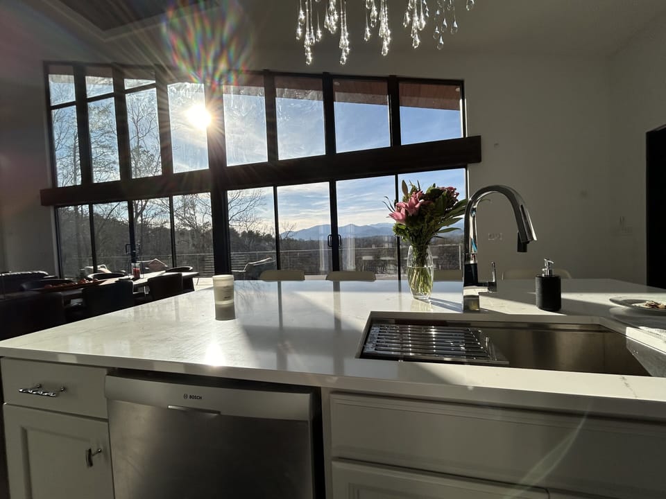 Mountain view from the kitchen island!