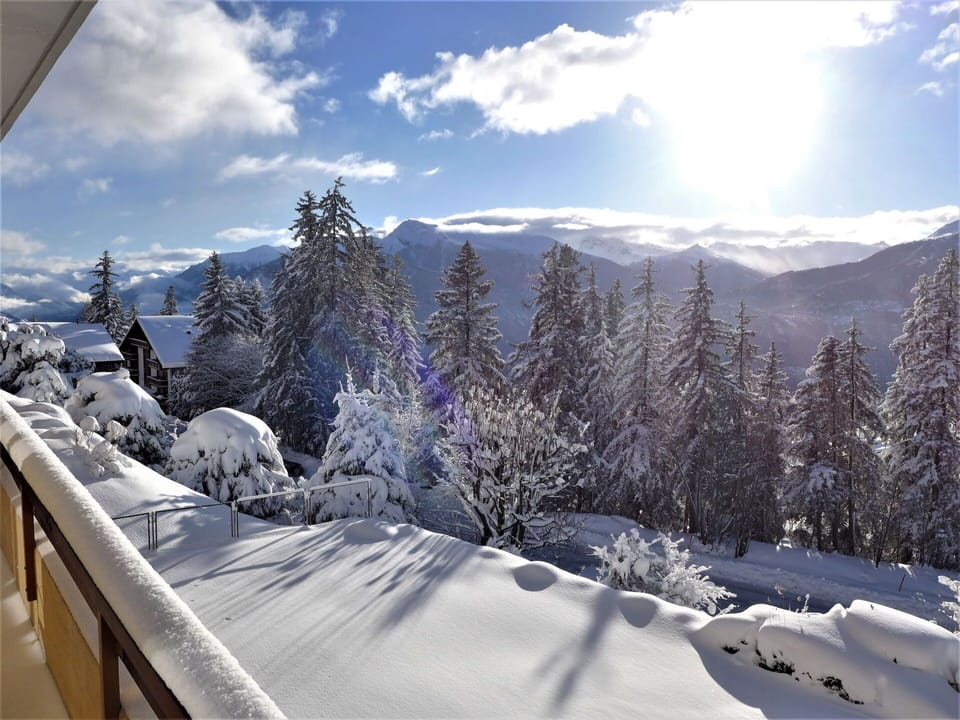Cloud, Sky, Plant, Snow, Window, Mountain, Slope, Sunlight, Tree, Larch