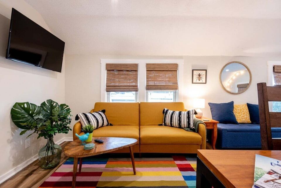 Futon sofa in living area