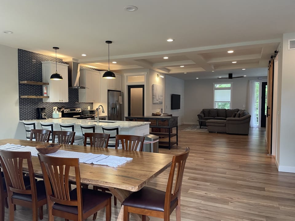 Large kitchen open to hearth room.