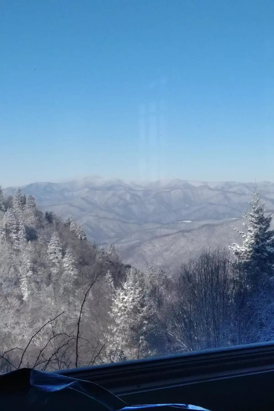 winter day from the living room looking to the main crest of the smokies