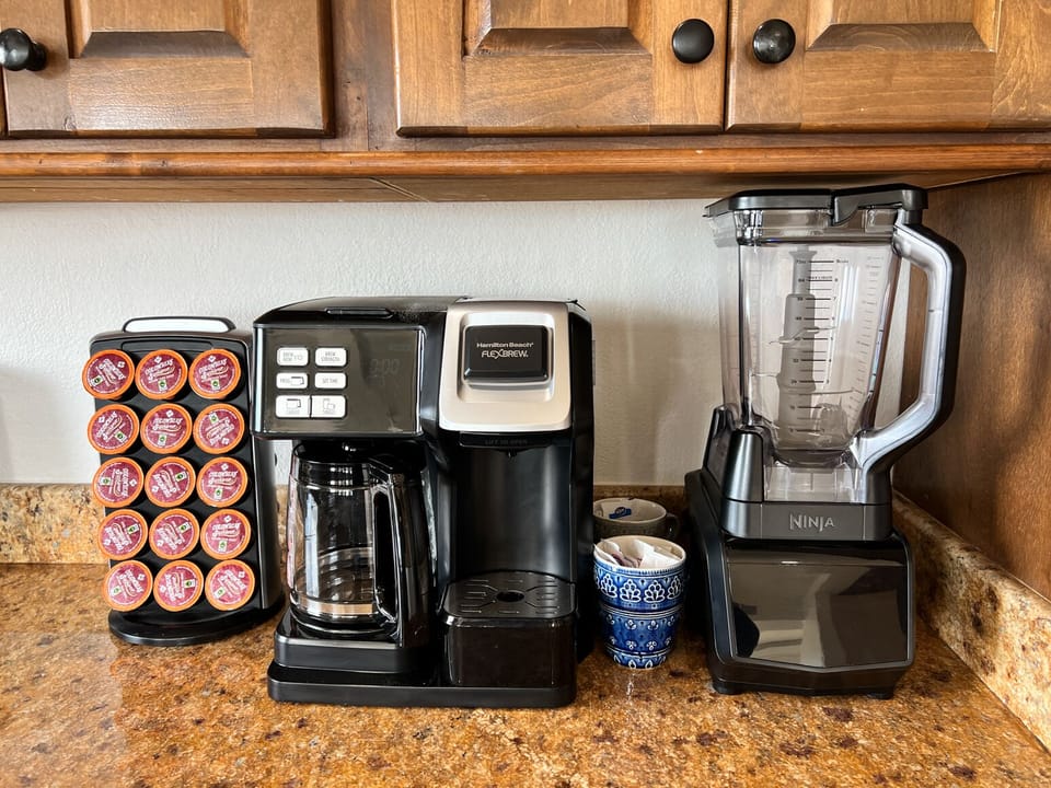 Coffee Maker that makes regular coffee or uses k-cups.  Ninja Blender.