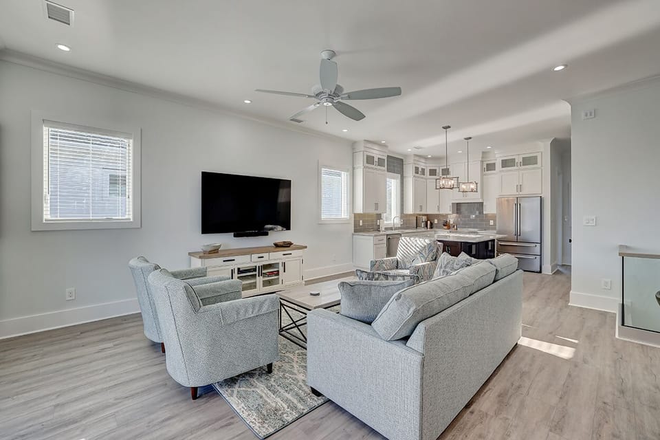 Comfortable furnishings and large smart TV