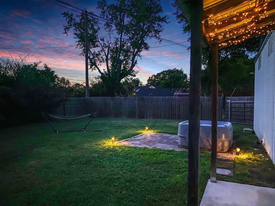 Relax in the hot tub or hammock.