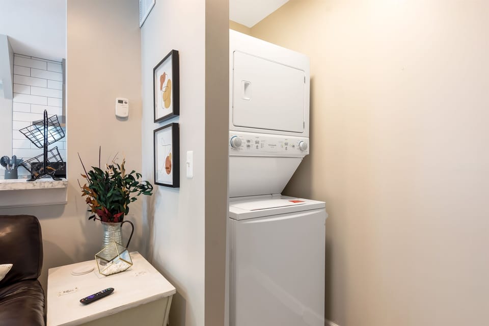 This small laundry room is the perfect place to get your laundry done quickly and efficiently.