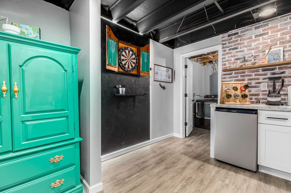 Mini fridge, blender, and ice maker our