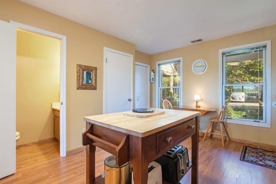 Kitchen has multiple work spaces