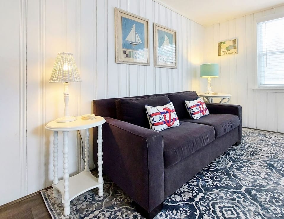 Anchors Away sofa sleeper pulls out for additional sleeping space